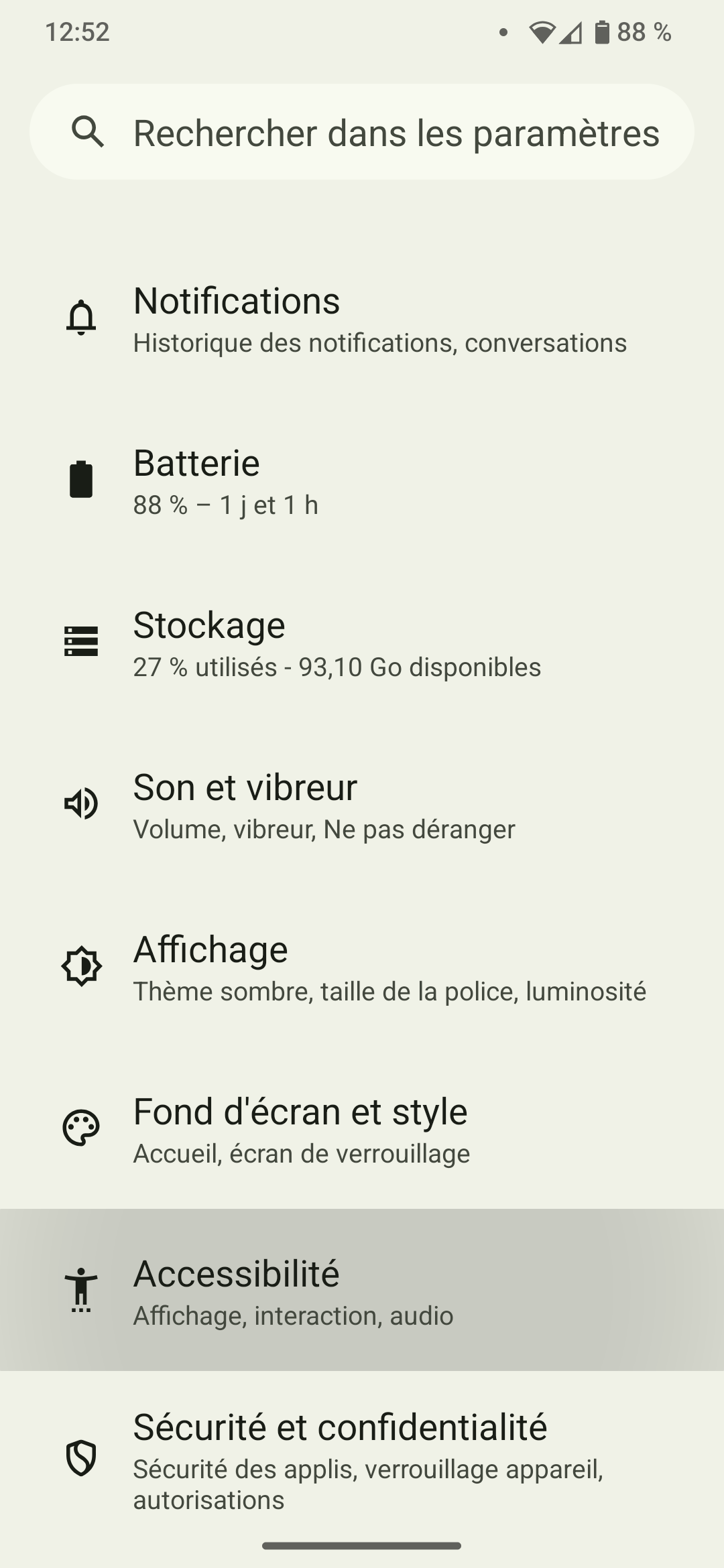 Paramètres Paramètres